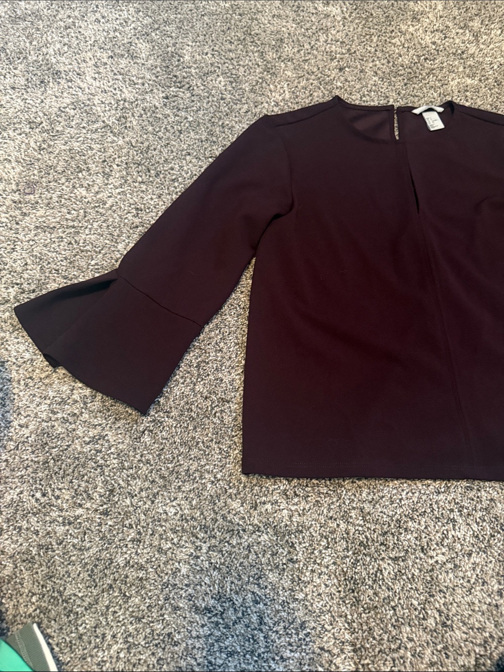 H&M Wine Bell-Sleeve Long-Sleeve Top